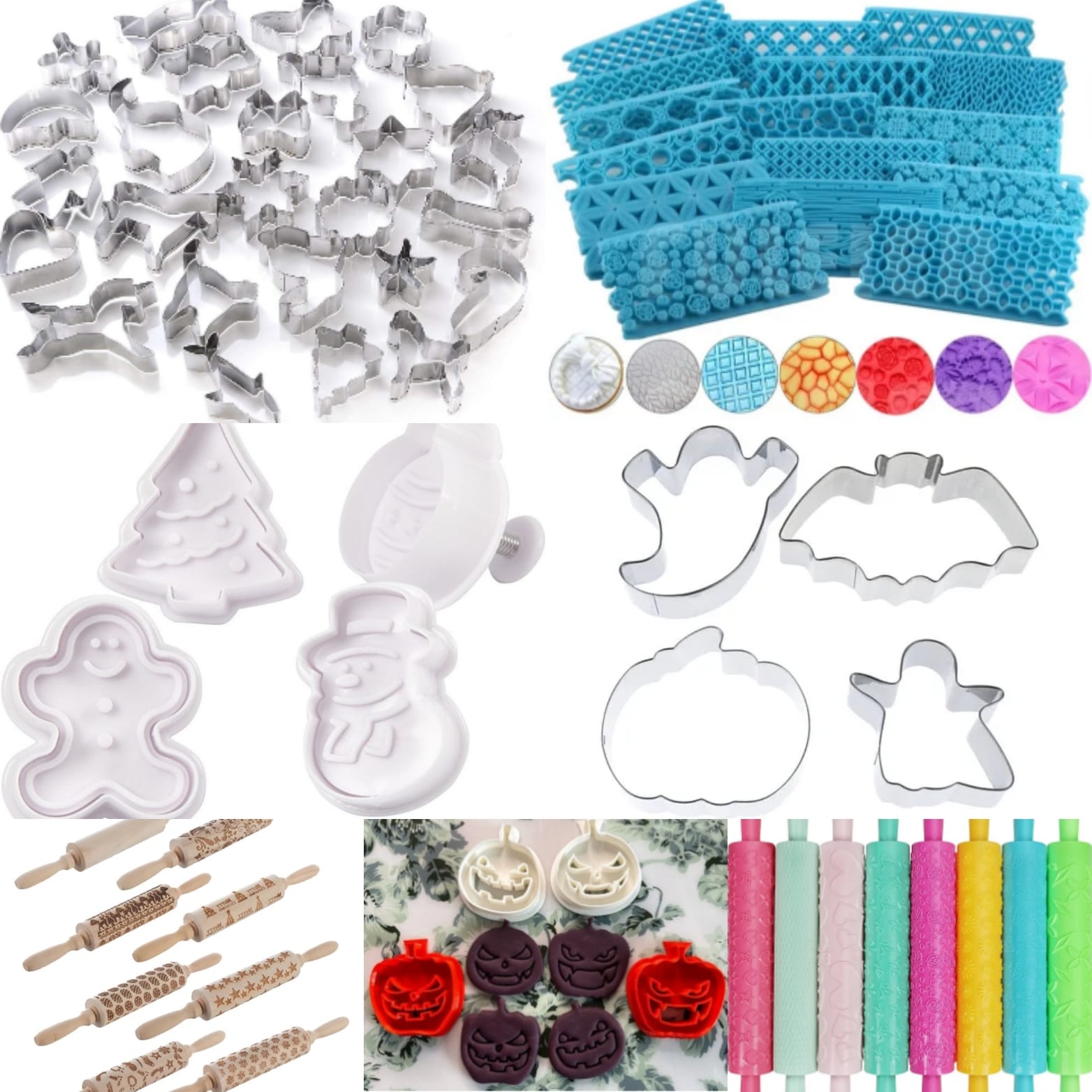 Various cookie cutters and embossing tools